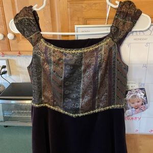 NWT Biscotti Vintage Dress Velvet Gold Trim Maroon Girls Size 14